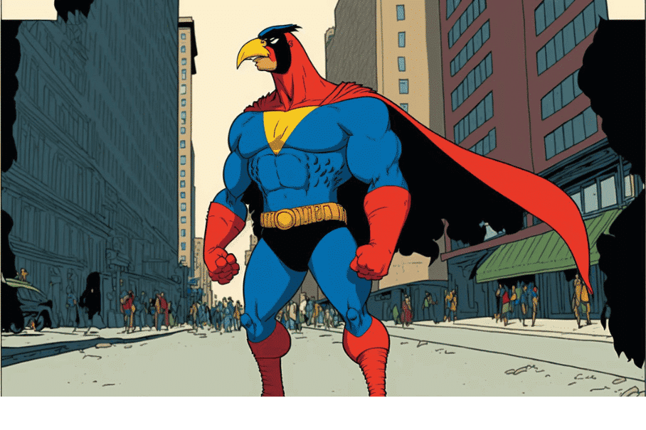 tucan superhero comic book style