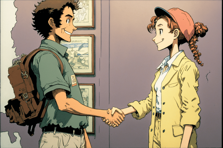 a_young_man_shaking_a_hand_of_a_woman_highly_detailed