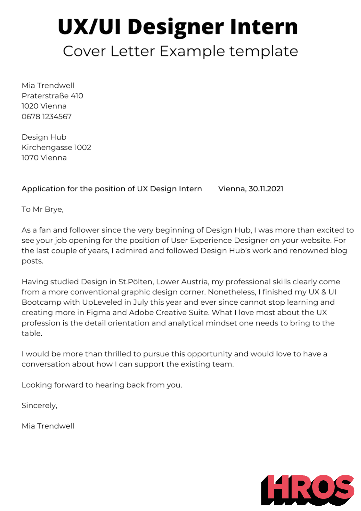 sample cover letter for an internship with no experience