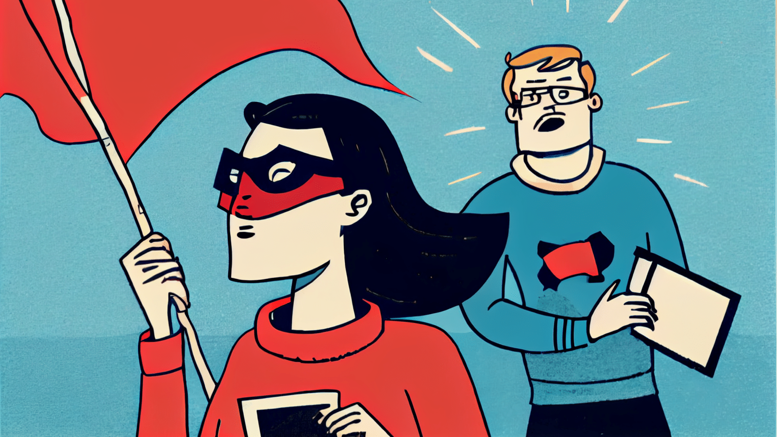 a-woman-wearing-a-superhero-mask-holding-a-red-flag