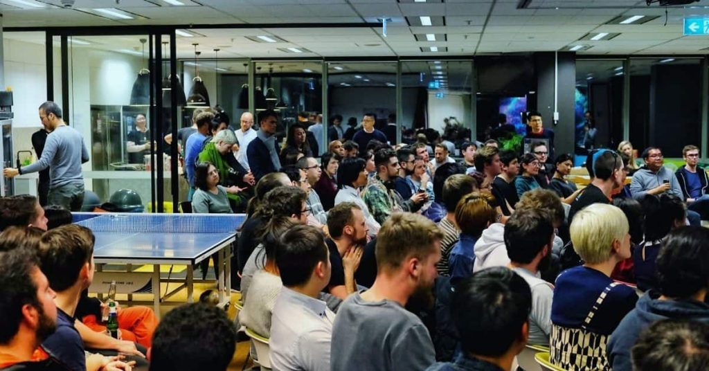 tech meetups event with people in a crowd